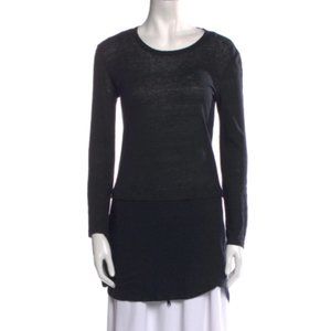 A.L.C. Charcoal Gray Linen Long Sleeve Crew Neck Drop Waist Tunic Top Sz X-Small